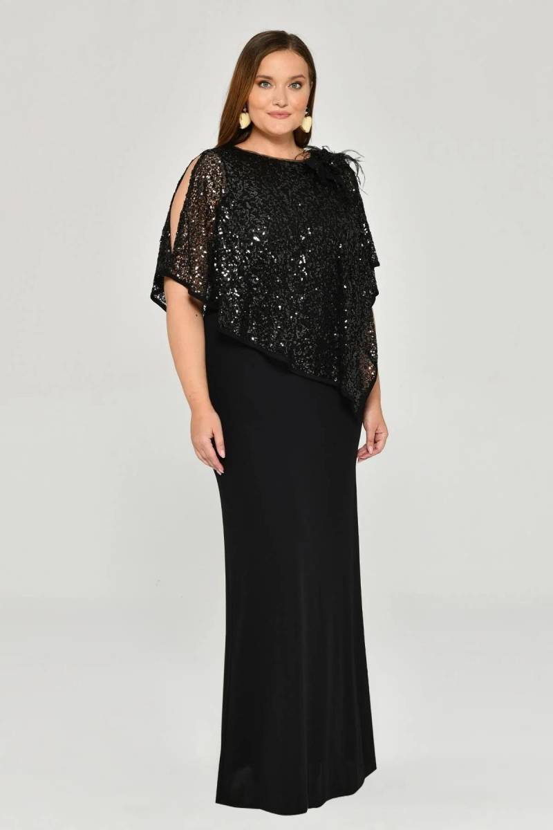 Black Asymmetrical Blouse Sequined Plus Size Dress 79 - 2