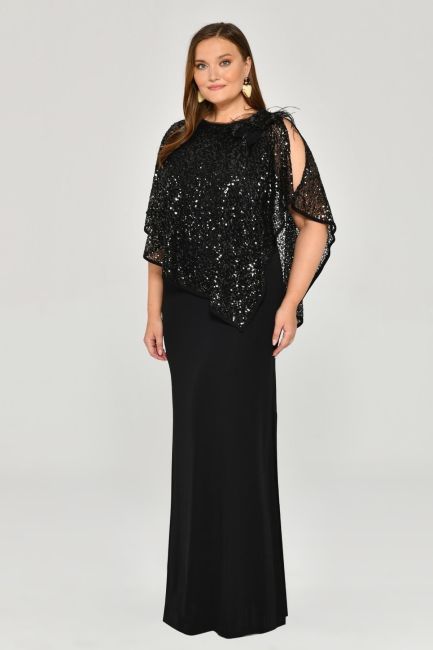 Black Asymmetrical Blouse Sequined Plus Size Dress 79 - 3