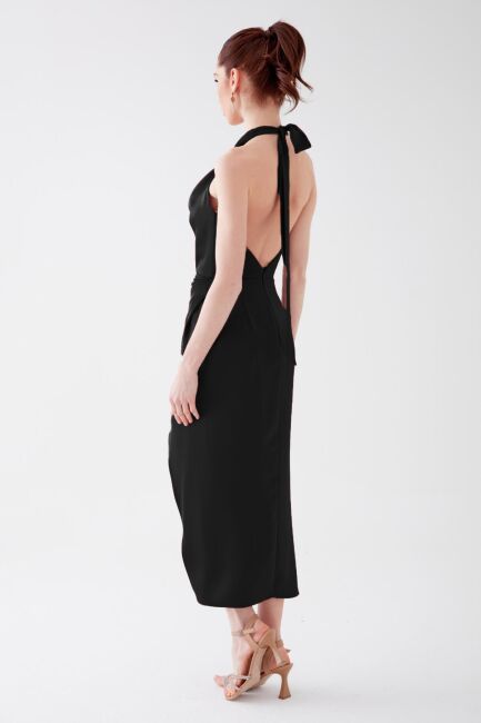 Degages connected from the black neck of the antvelop satin midi dress 55 - 3