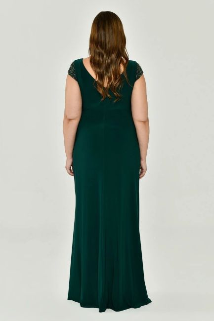 K.Emerald Thick Strap Low Sleeve Draped Plus Size Evening Dress 49 - 5