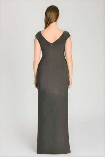 Nefti Thick Strap Low Sleeve Draped Plus Size Evening Dress 49 - 3